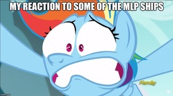 Size: 890x500 | Tagged: safe, edit, edited screencap, screencap, rainbow dash, pony, g4, no second prances, faic, female, rainbow dash is best facemaker, shocked, solo, text