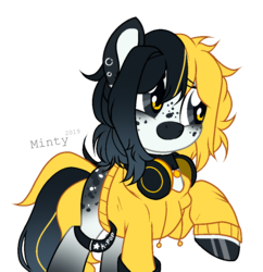 Size: 910x942 | Tagged: safe, artist:mintoria, oc, oc only, oc:torii, earth pony, pony, clothes, female, headphones, hoodie, mare, simple background, solo, transparent background