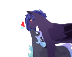 Size: 1900x1500 | Tagged: safe, artist:purplegrim40, oc, oc only, pegasus, pony, :p, female, looking at each other, male, mare, oc x oc, shipping, silly, simple background, size difference, smiling, stallion, straight, tongue out
