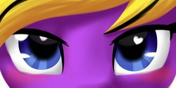 Size: 2000x1000 | Tagged: safe, artist:thecoldsbarn, oc, oc only, oc:sunny smiles, pony, bedroom eyes, blushing, close-up, eyes, heart eyes, looking at you, realistic, solo, wingding eyes