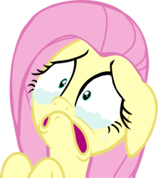 Size: 842x949 | Tagged: safe, fluttershy, pony, filli vanilli, g4, crying, devastation, female, floppy ears, heartbreak, scared, simple background, solo, teary eyes, transparent background
