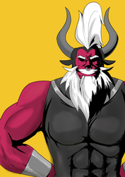 Size: 1240x1754 | Tagged: safe, artist:commissarbu, lord tirek, g4, all might, grin, male, my hero academia, pose, simple background, smiling, solo, yellow background