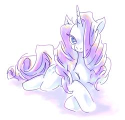 Size: 872x838 | Tagged: safe, artist:tomiyeee, rarity, pony, unicorn, g4, cute, female, hair over one eye, mare, prone, raribetes, solo, wingding eyes