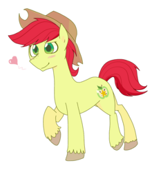 Size: 1280x1454 | Tagged: safe, artist:gintoki23, bright mac, pony, g4, the perfect pear, applejack's dad, blushing, brightabetes, colored pupils, heart, male, simple background, solo, stallion, transparent background, unshorn fetlocks