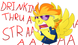 Size: 500x289 | Tagged: safe, artist:nekosnicker, spitfire, pegasus, pony, g4, the washouts (episode), animated, female, full body wing and hoof cast drinking through a straw, gif, intense, open mouth, simple background, solo, sunglasses, white background