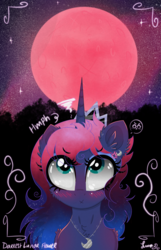 Size: 2250x3500 | Tagged: safe, artist:darkest-lunar-flower, princess luna, alicorn, pony, g4, angry, blood moon, blushing, chest fluff, eclipse, female, high res, jewelry, looking up, lunar eclipse, mare, moon, night, regalia, super blood wolf moon