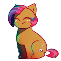 Size: 700x700 | Tagged: safe, artist:cookiiecats, babs seed, earth pony, pony, g4, adorababs, cute, eyes closed, female, filly, no nose, simple background, sitting, solo, transparent background