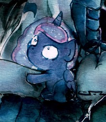 Size: 867x990 | Tagged: safe, artist:mashiromiku, princess luna, alicorn, pony, g4, watercolor painting
