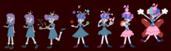 Size: 2944x882 | Tagged: safe, artist:magerblutooth, boulder (g4), maud pie, rabbit, equestria girls, g4, balloon, balloon wings, blowing up balloons, clothes, clown, clown nose, confetti, crown, gloves, googly eyes, hat, jester hat, jewelry, juggling, maudie pie, mental shift, party popper, personality change, red nose, regalia, show accurate, simple background, smiling, story included, transformation, transformation sequence, transforming clothes, vector, when she smiles