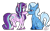 Size: 1095x686 | Tagged: safe, artist:milledpurple, starlight glimmer, trixie, classical unicorn, pony, unicorn, g4, blushing, cloven hooves, female, food, horn, leonine tail, lesbian, obtrusive watermark, pocky, ship:startrix, shipping, unshorn fetlocks