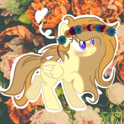 Size: 768x768 | Tagged: safe, artist:mlpcotton-candy-pone, oc, oc only, oc:ivory buttercup, pegasus, pony, female, floral head wreath, flower, mare, solo