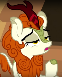 Size: 572x700 | Tagged: safe, screencap, autumn blaze, kirin, g4, sounds of silence, cropped, female, mid-blink screencap, open mouth, solo