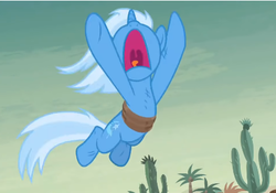 Size: 426x298 | Tagged: safe, screencap, trixie, pony, unicorn, g4, road to friendship, female, from above, mare, open mouth, underhoof, volumetric mouth