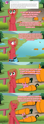 Size: 1148x3208 | Tagged: safe, artist:ladyanidraws, oc, oc:pun, earth pony, pony, rabbit, ask pun, ask, boots, carrot, comic, female, food, herbivore, mare, ouch, shoes