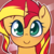 Size: 1000x1000 | Tagged: safe, artist:puetsua, sunset shimmer, pony, unicorn, g4, avatar, beautiful, blushing, bust, cute, female, looking at you, looking up, mare, portrait, shimmerbetes, smiling, solo