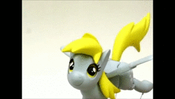 Size: 1280x720 | Tagged: safe, artist:renegadecow, derpy hooves, pegasus, pony, g4, animated, automaton, customized toy, female, flying, irl, mare, sound, toy, webm, youtube link