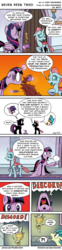 Size: 975x3938 | Tagged: safe, artist:pony-berserker, discord, gallus, ocellus, sandbar, twilight sparkle, alicorn, changedling, changeling, draconequus, earth pony, griffon, pony, g4, ..., clock, coffee, comic, duckery in the comments, exclamation point, female, gasp, implied applejack, implied manehattan, male, mare, patreon, raised hoof, spit take, spitting, transformation, trolling, twilight sparkle (alicorn), yelling