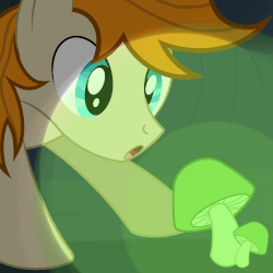Size: 1500x1500 | Tagged: safe, artist:pizzamovies, derpibooru exclusive, oc, oc:pizzamovies, pony, animated, barely animated, cave, cavern, eye shimmer, fallout, fallout 4, gif, glowing mushroom, male, mushroom, show accurate, solo, stallion