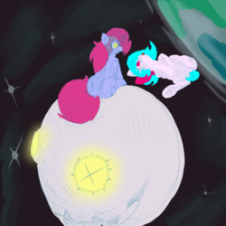 Size: 2000x2000 | Tagged: safe, artist:enshems, oc, oc only, pony, floating, high res, moon, space, tangible heavenly object