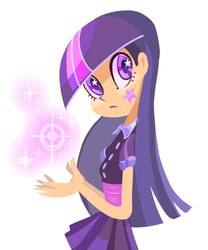 Size: 1000x1200 | Tagged: safe, artist:bordogushter, twilight sparkle, human, g4, clothes, female, humanized, looking at you, pleated skirt, simple background, skirt, solo, starry eyes, stars, white background, wingding eyes
