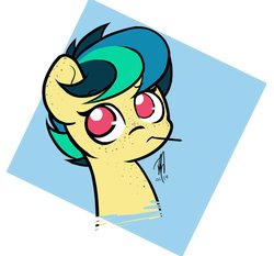 Size: 1013x946 | Tagged: safe, artist:hopefulsparks, oc, oc only, oc:apogee, pony, abstract background, avatar, bust, cute, female, filly, freckles, ocbetes, solo