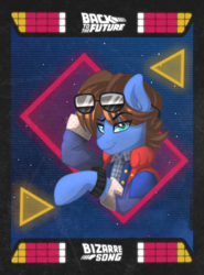 Size: 1200x1622 | Tagged: safe, artist:ciderpunk, oc, oc only, oc:bizarre song, pony, back to the future, bust, clothes, retrowave, synthwave, vest
