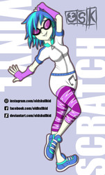 Size: 951x1575 | Tagged: safe, artist:oldskullkid, dj pon-3, vinyl scratch, equestria girls, g4, clothes, female, leggings, shoes, smiling, sneakers, solo
