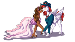 Size: 1920x1080 | Tagged: safe, artist:lupiarts, oc, oc only, pony, unicorn, blushing, clothes, dress, female, kissing, male, simple background, straight, transparent background, wedding dress