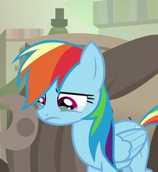 Size: 656x715 | Tagged: safe, screencap, rainbow dash, pegasus, pony, daring done?, g4, cropped, crying, female, folded wings, frown, looking down, mare, sad, sad eyes, solo, teary eyes, upset