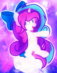 Size: 691x885 | Tagged: safe, artist:mlpcotton-candy-pone, oc, oc only, oc:magical melody, pony, unicorn, bow, female, hair bow, mare, solo, tail bow