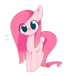 Size: 1146x1314 | Tagged: safe, artist:91o42, pinkie pie, earth pony, pony, g4, cute, cuteamena, diapinkes, eye clipping through hair, female, looking at you, mare, missing cutie mark, no pupils, pinkamena diane pie, simple background, solo, white background