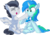 Size: 7315x5131 | Tagged: safe, artist:aureai-sketches, artist:cyanlightning, rumble, oc, oc:cyan lightning, pegasus, pony, unicorn, g4, .svg available, absurd resolution, boop, chest fluff, clothes, colt, cute, duo, duo male, ear fluff, eyes closed, male, open mouth, scarf, simple background, sitting, smiling, spread wings, transparent background, underhoof, vector, wings