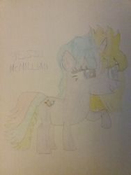 Size: 1944x2592 | Tagged: safe, artist:jerryakira80, oc, oc only, oc:jessi mcmillian, pony, unicorn, female, raised hoof, traditional art