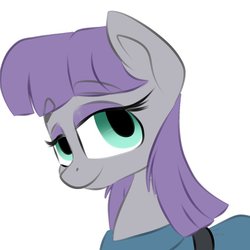 Size: 812x812 | Tagged: safe, artist:jen-neigh, maud pie, earth pony, pony, g4, clothes, cute, female, looking at you, mare, maudabetes, simple background, smiling, solo, when she smiles, white background