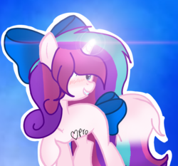 Size: 823x768 | Tagged: safe, artist:mlpcotton-candy-pone, oc, oc only, oc:magical melody, pony, unicorn, bow, female, hair bow, mare, solo, tail bow