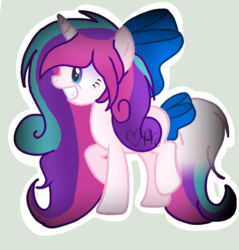 Size: 610x638 | Tagged: safe, artist:mlpcotton-candy-pone, oc, oc only, oc:magical melody, pony, unicorn, bow, female, hair bow, mare, solo, tail bow