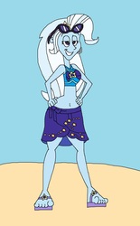 Size: 1209x1945 | Tagged: safe, artist:hunterxcolleen, trixie, equestria girls, equestria girls specials, g4, my little pony equestria girls: better together, my little pony equestria girls: forgotten friendship, belly button, bikini, clothes, sandals, sarong, sunglasses, swimsuit
