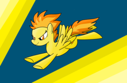 Size: 1280x842 | Tagged: safe, artist:notadeliciouspotato, spitfire, pegasus, pony, g4, abstract background, female, flying, mare, solo, underhoof