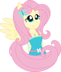 Size: 2258x2656 | Tagged: safe, artist:sugar-loop, fluttershy, equestria girls, g4, my little pony equestria girls: better together, clothes, cute, female, geode of fauna, high res, magical geodes, ponied up, shyabetes, simple background, smiling, solo, transparent background