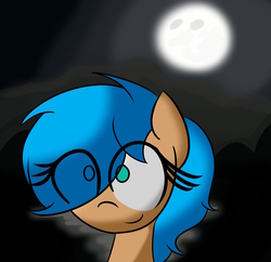 Size: 4000x3866 | Tagged: safe, artist:tecatito, oc, oc only, oc:sasha, pony, bust, female, full moon, hair over one eye, moon, night, simple background, solo, wide eyes