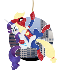 Size: 1122x1306 | Tagged: safe, artist:sunbutt-worshipper, applejack, rarity, g4, blushing, crossover, cute, female, jackabetes, lesbian, male, raribetes, ship:rarijack, shipping, spider-man