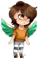 Size: 544x851 | Tagged: safe, artist:alithecat1989, oc, oc only, oc:frost d. tart, human, chibi, humanized, male, solo, winged humanization, wings