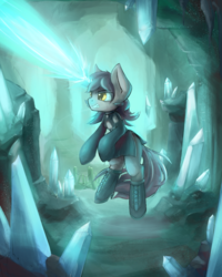 Size: 1280x1600 | Tagged: safe, artist:blvckmagic, oc, oc only, oc:silver bubbles, pony, unicorn, boots, clothes, crossdressing, crystal, high heel boots, magic, male, shoes, solo, stallion