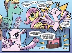 Size: 1010x734 | Tagged: safe, artist:kate sherron, idw, fluttershy, pixie cut (g4), silverstream, zephyr breeze, classical hippogriff, hippogriff, g4, spoiler:comic, spoiler:comic74