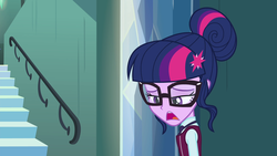 Size: 1920x1080 | Tagged: safe, screencap, sci-twi, twilight sparkle, equestria girls, g4, my little pony equestria girls: friendship games, clothes, crystal prep academy uniform, female, glasses, school uniform, solo, what more is out there