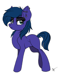Size: 3168x3988 | Tagged: safe, artist:celestial-rainstorm, oc, oc only, oc:azurite, earth pony, pony, female, high res, mare, offspring, parent:maud pie, parent:mud briar, parents:maudbriar, simple background, solo, white background
