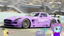 Size: 480x270 | Tagged: safe, artist:forzaveteranenigma, sunny flare, fanfic:shadowbolts racing, equestria girls, g4, car, driving, florida, forza motorsport 7, mercedes-benz, pagani, photo, racing, video game, watermark