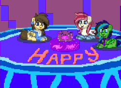 Size: 2292x1667 | Tagged: safe, artist:torpy-ponius, oc, oc:drunk n ugly, oc:retro hearts, oc:sky the galaxy wolf, oc:torpy, oc:velvet passion, pony, pony town, adobe flash, aesprites, animated, droste effect, gif, inception, loop, photoshop, pixel art, recursion
