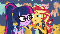 Size: 1920x1080 | Tagged: safe, screencap, sci-twi, sunset shimmer, twilight sparkle, equestria girls, equestria girls specials, g4, my little pony equestria girls: better together, my little pony equestria girls: rollercoaster of friendship, geode of empathy, geode of telekinesis, magical geodes