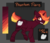 Size: 1773x1529 | Tagged: safe, artist:trexqueen, oc, oc only, oc:phantom flare, ghost, pony, unicorn, cutie mark, female, mare, orange eyes, orange mane, red coat, red eyes, red mane, reference sheet, short tail, yellow eyes, yellow mane